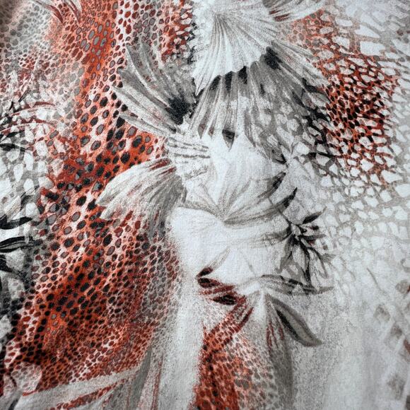 Weekends By Chico Full Zip Jacket Sz2 US 12 Large Floral Tan Pockets Lightweight - Picture 7 of 10